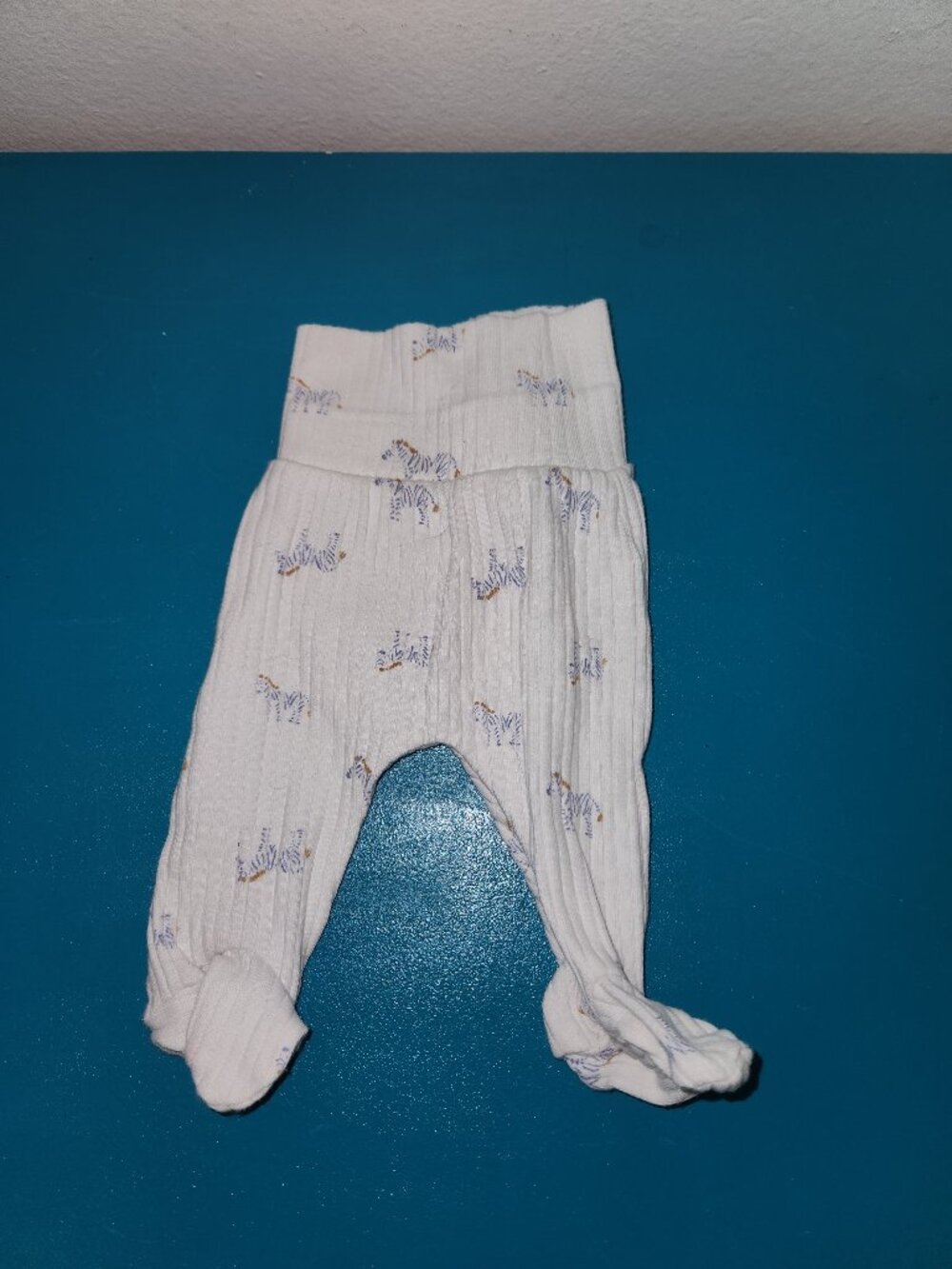 Carter’s Just One You Preemie Baby Footed Pants 0M White Ribbed Zebra Print